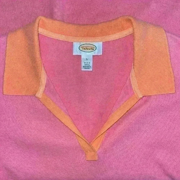 Talbots shirt dress with collar pink orange size L - Picture 5 of 8